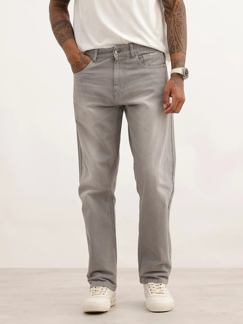 Solid Anti Fit Denim Jeans | Grey