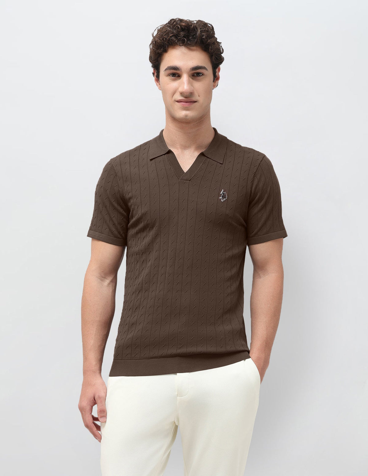 Self Design Vertical Striped Slim Fit Polo Shirt USP0