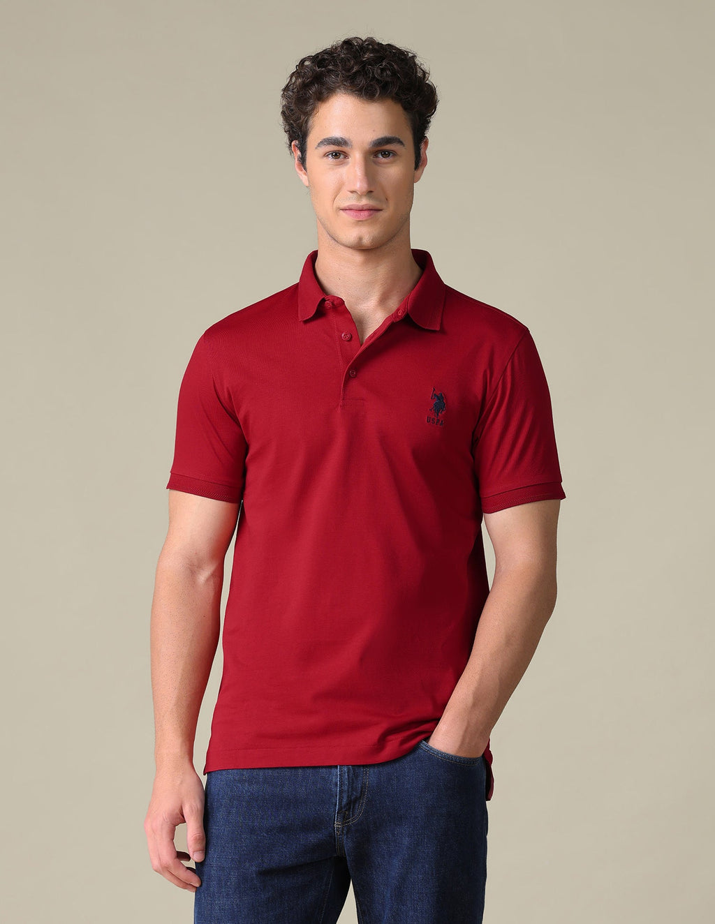 Regular Fit Solid Polo Shirt USP0