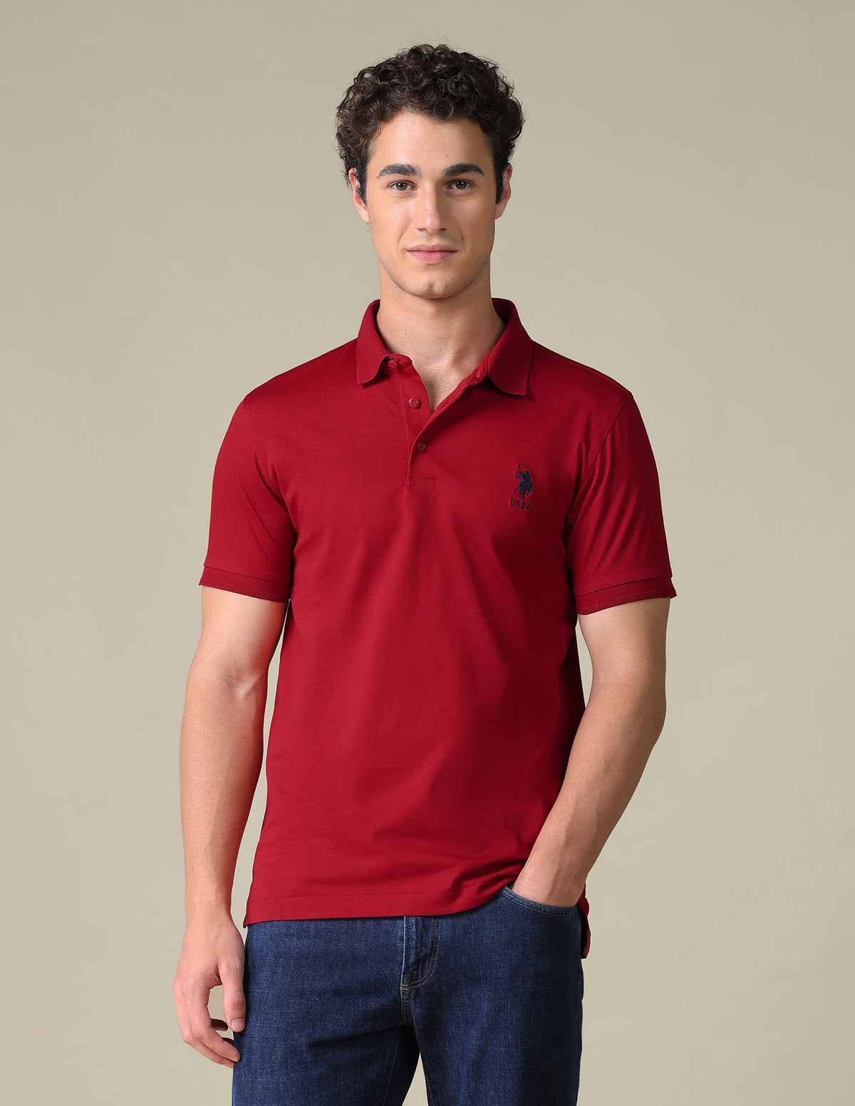 Regular Fit Solid Polo Shirt USP0