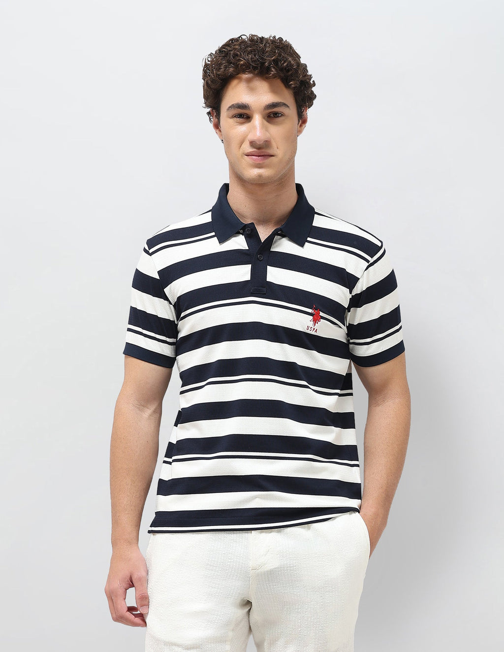 Horizontal Striped Slim Fit Polo Shirt USP0
