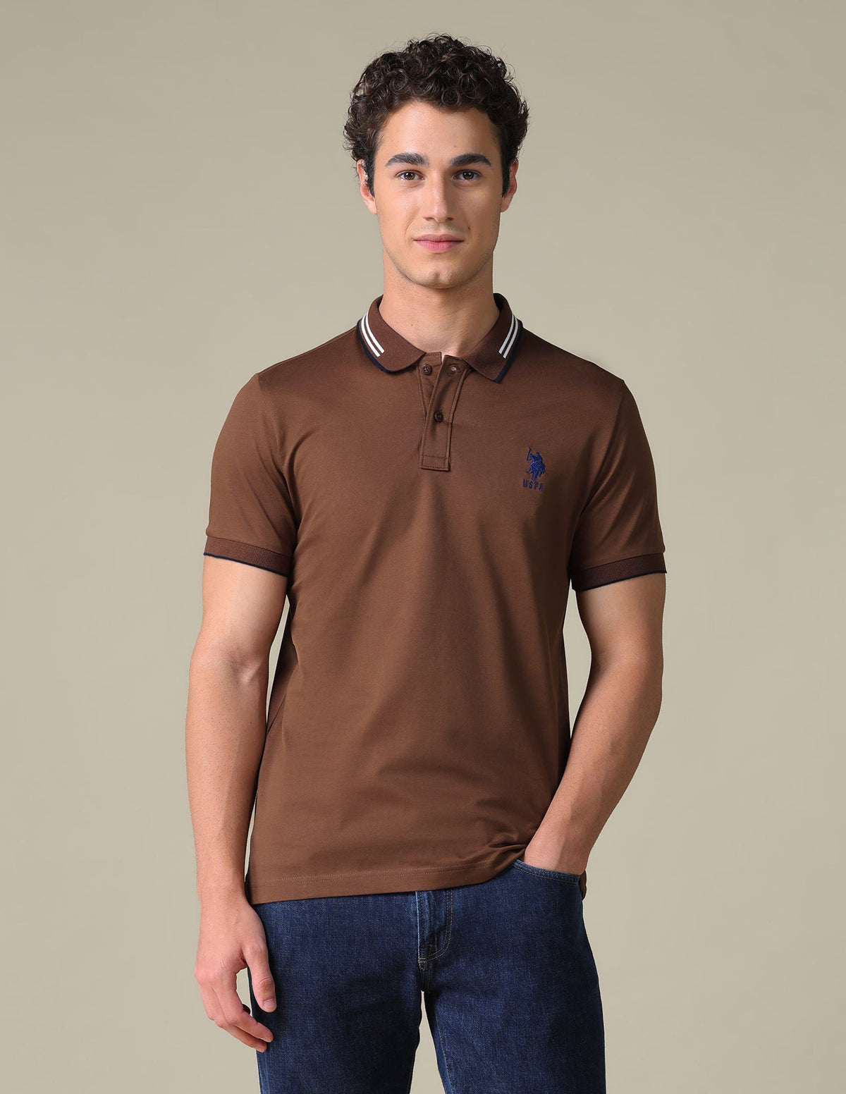 Regular Fit Solid Polo Shirt USP0