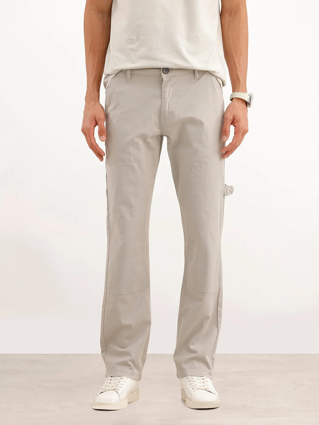 Solid Straight Fit Carpenter Trouser | Grey