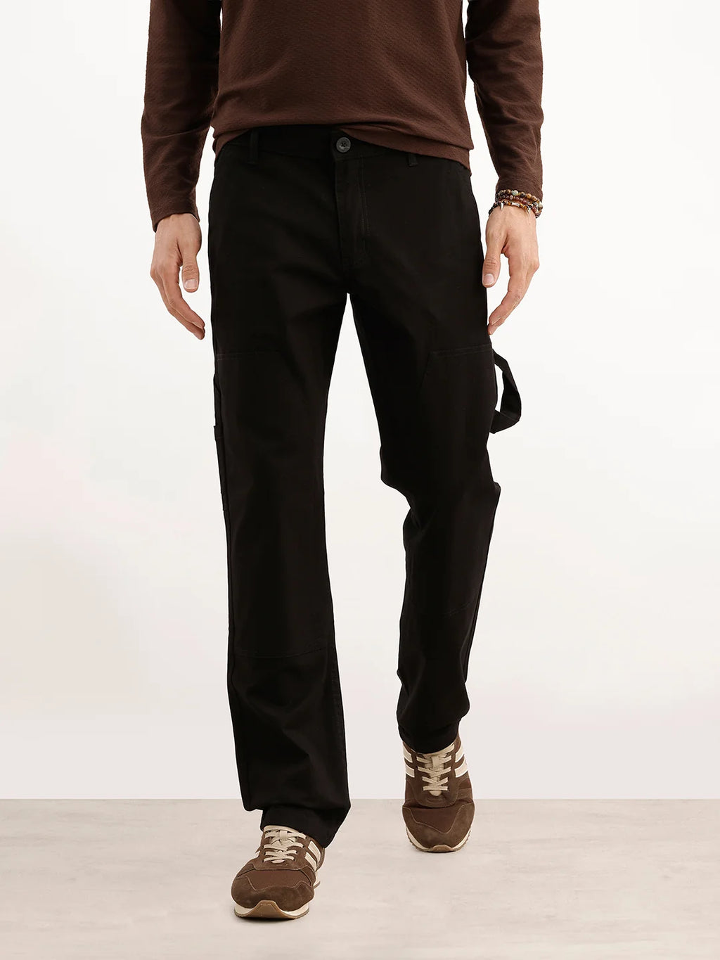 Solid Straight Fit Carpenter Trouser | Black