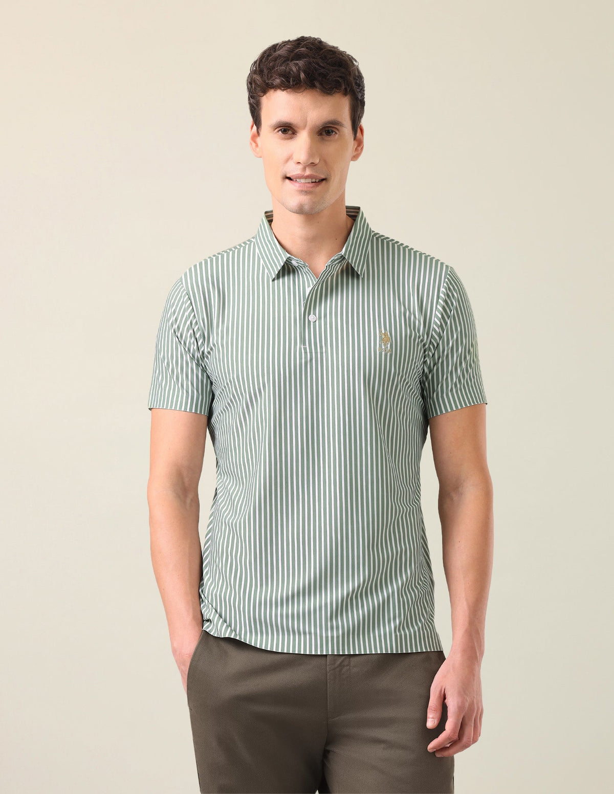 Vertical Striped Slim Fit Polo Shirt USP0