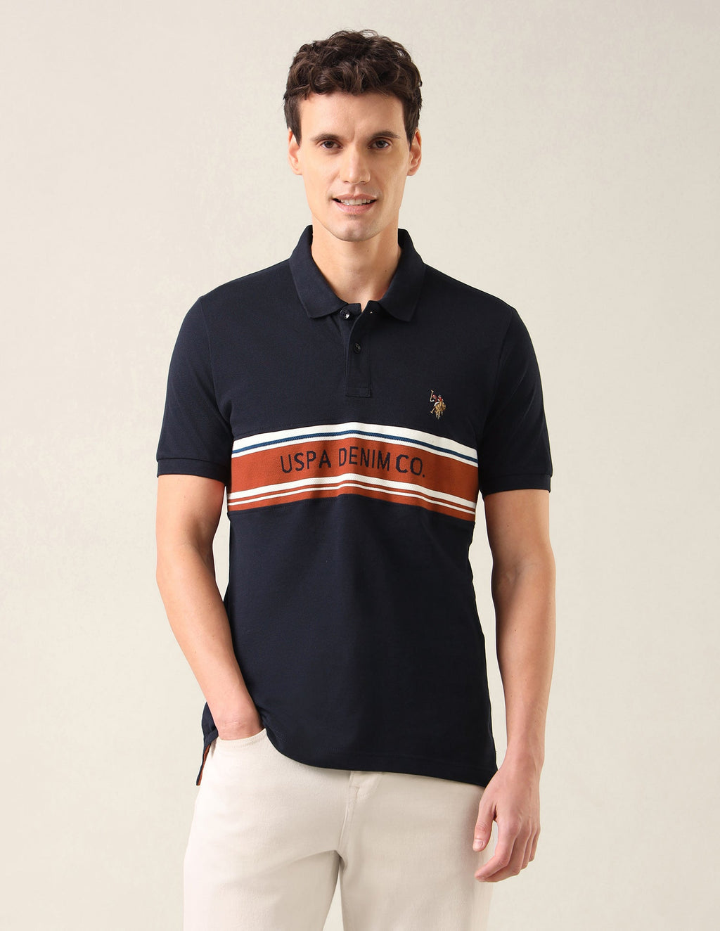 Brand Printed Slim Fit Polo Shirt USP0
