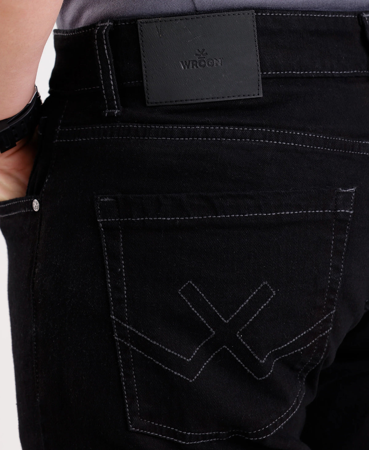 Solid Slim Fit Denim Jeans | Black