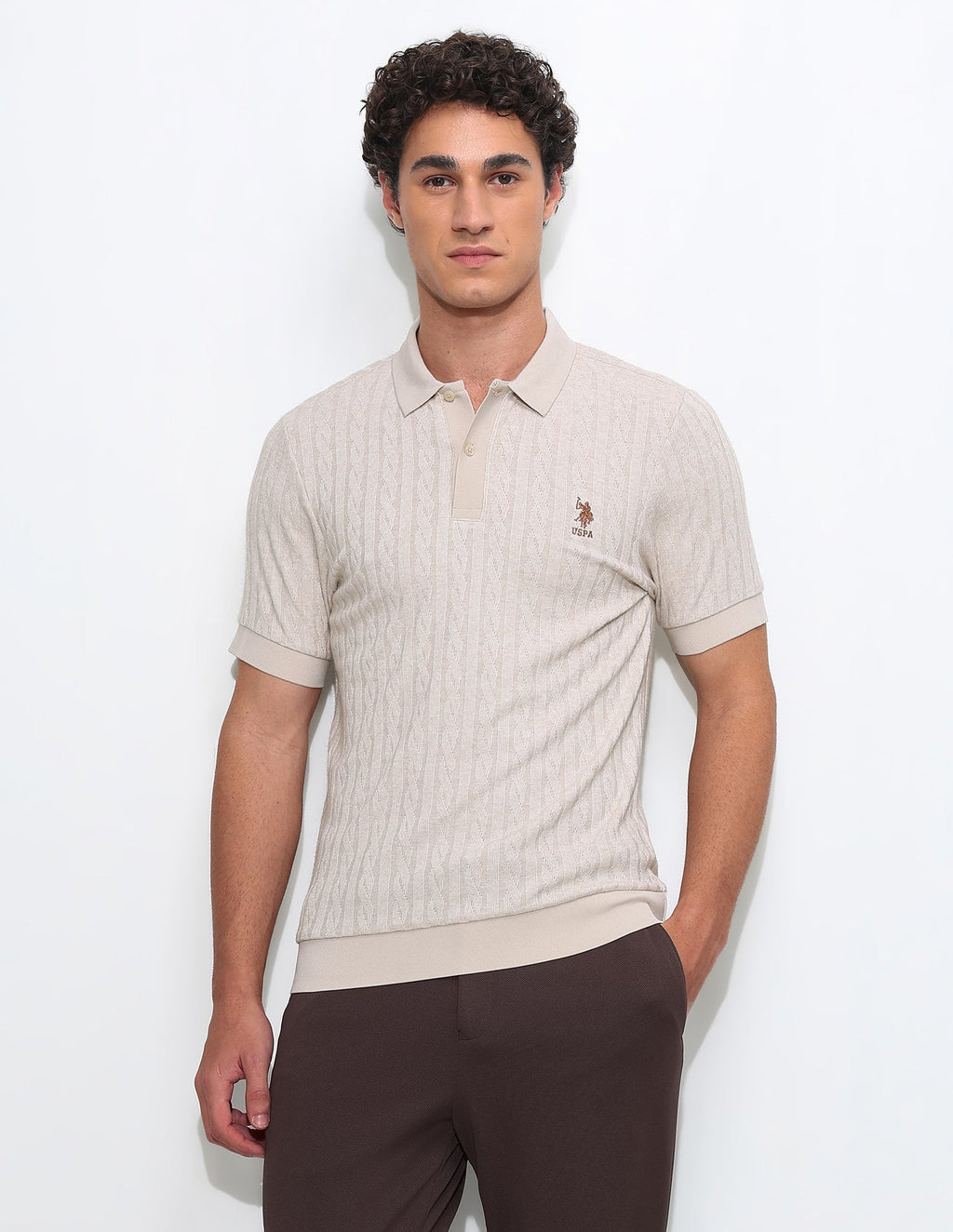 Textured Slim Fit Polo Shirt USP0