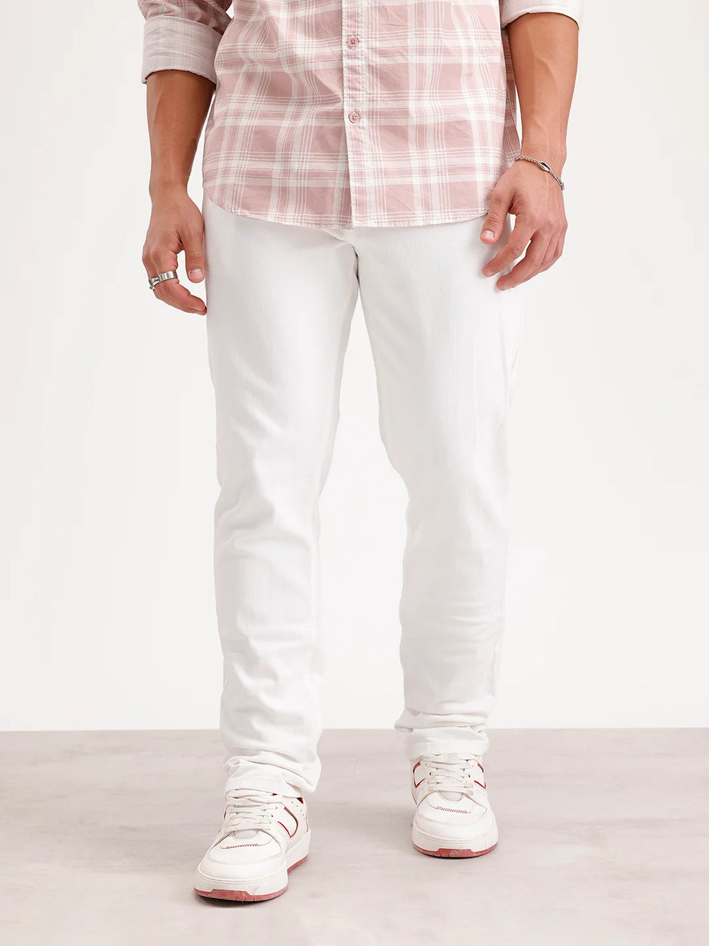 Solid Slim Fit Denim Jeans | White