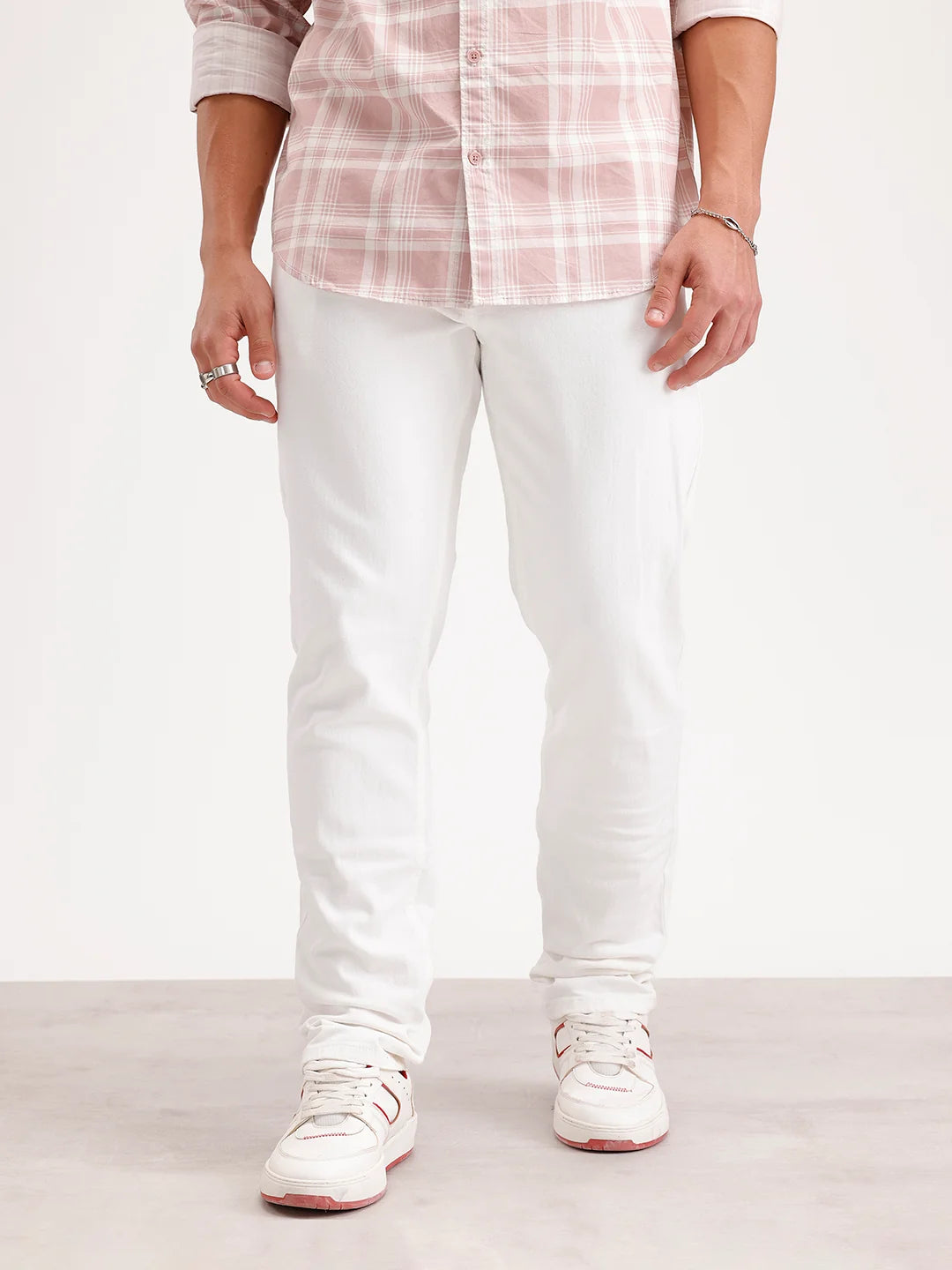 Solid Slim Fit Denim Jeans | White