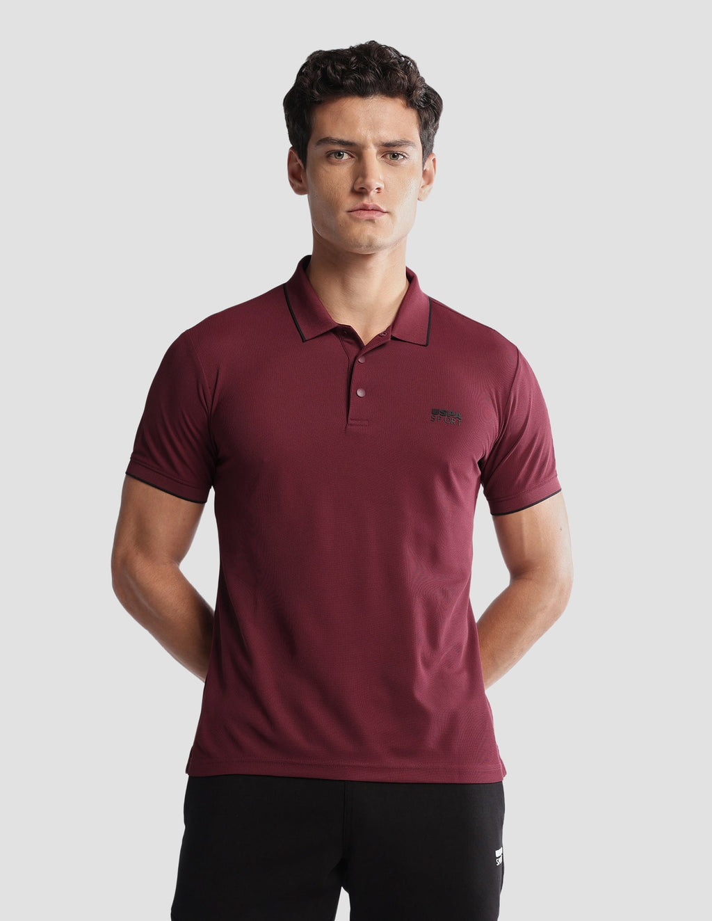Solid Regular Fit Active Polo Shirt USP0