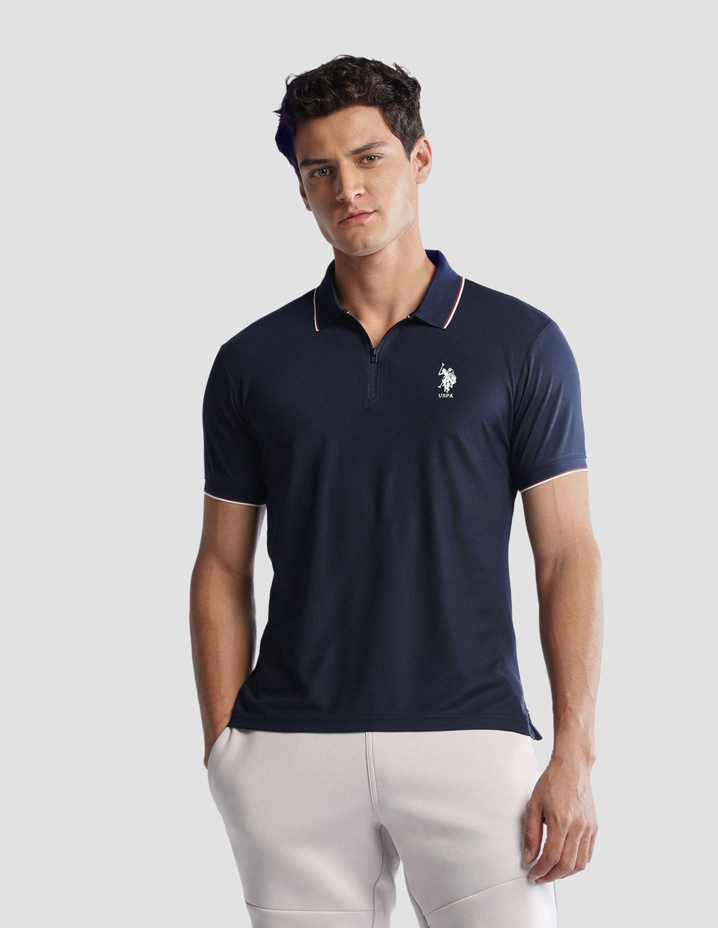 Solid Regular Fit Active Polo Shirt USP0