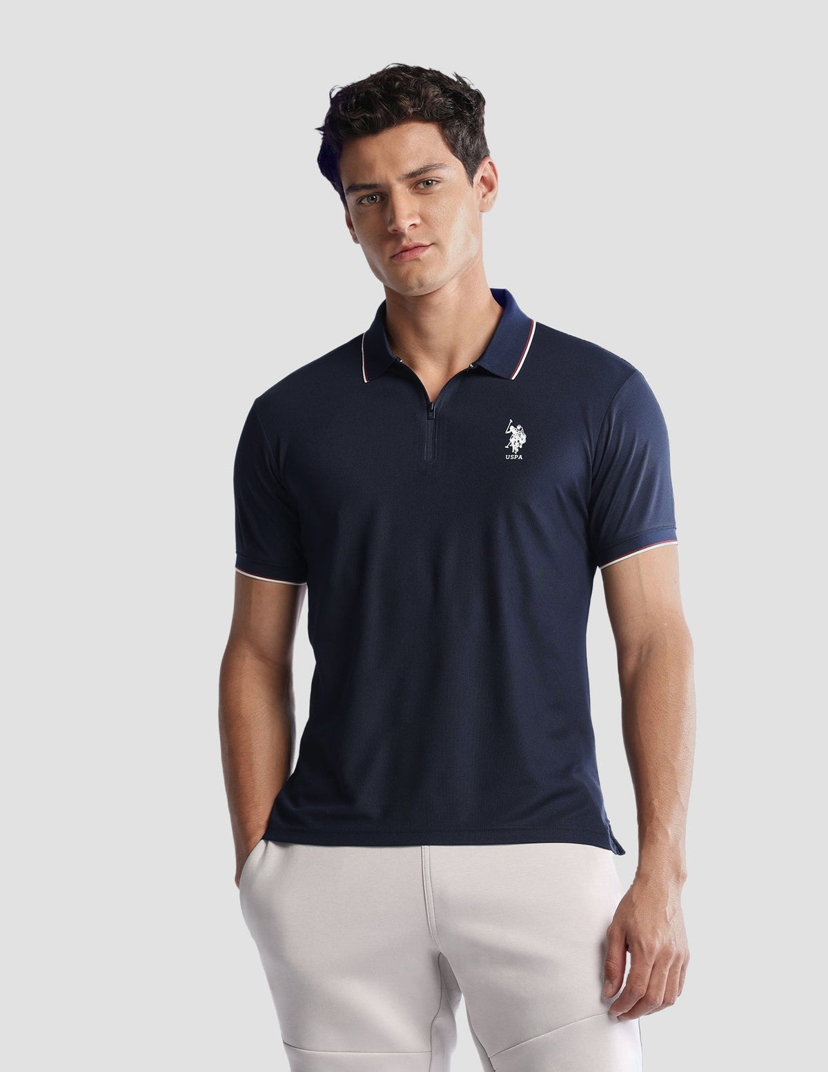 Solid Regular Fit Active Polo Shirt USP0