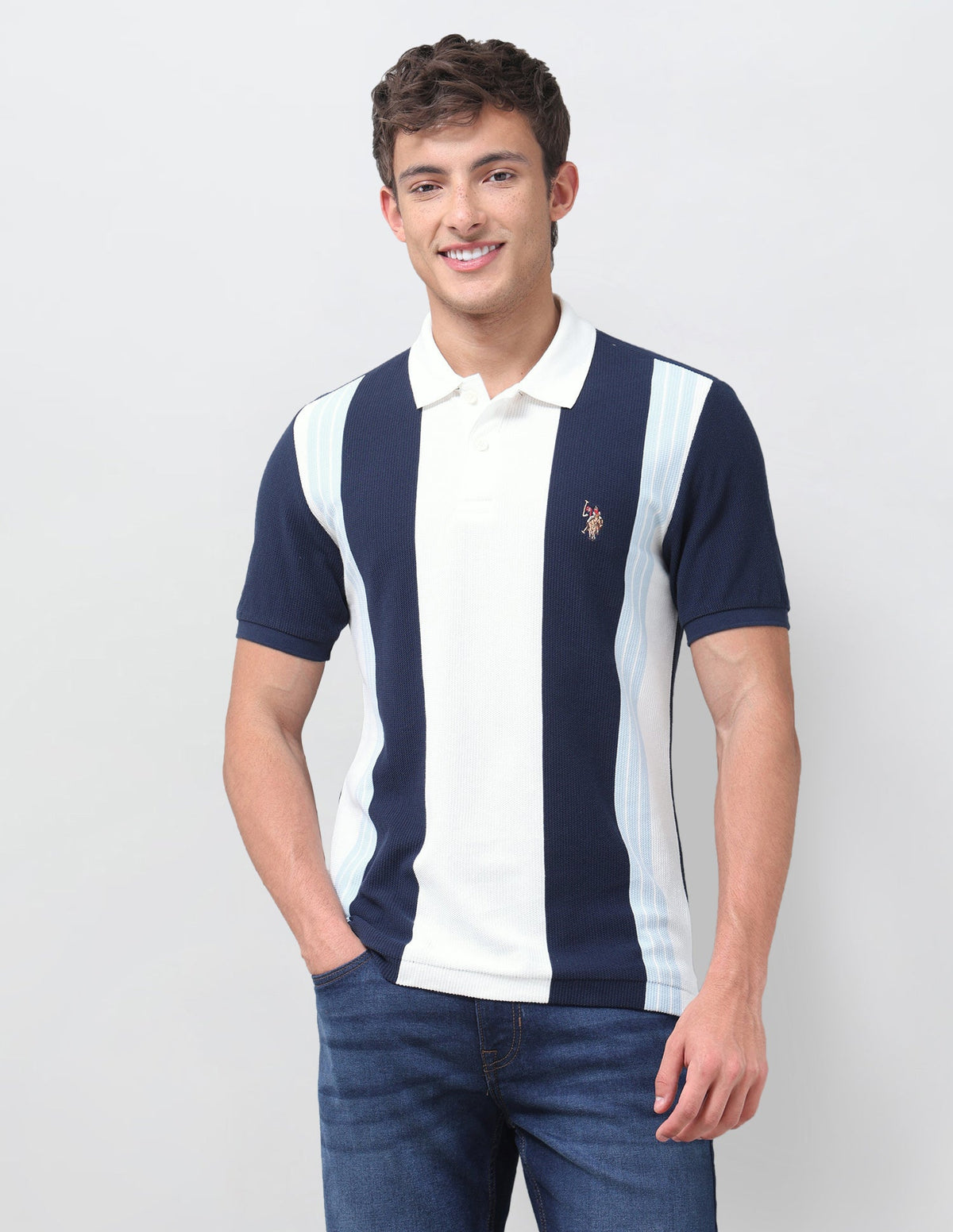 Vertical Striped Muscle Fit Polo Shirt USP0