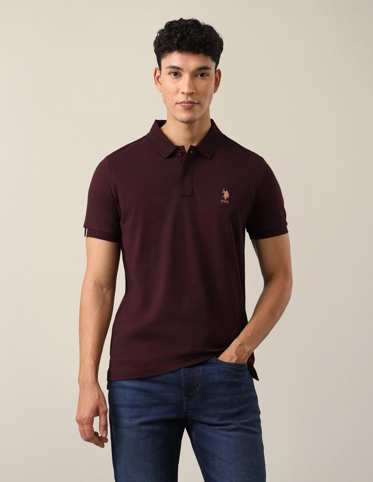 Brand Embroidered Slim Fit Polo Shirt USP0