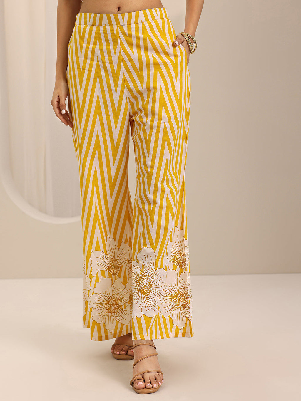 Libas Yellow Printed Cotton Co-Ord Sets CO87