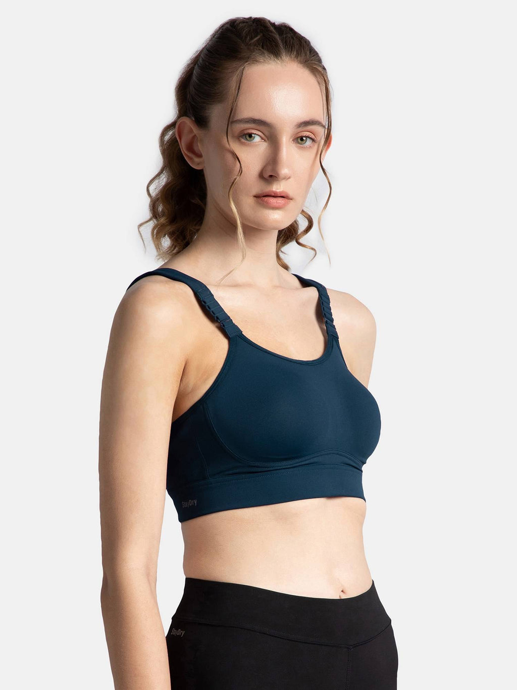 MI16 Wirefree Microfiber Elastane Racerback Active Wear Sports Bra - Black | sb09 - view 11