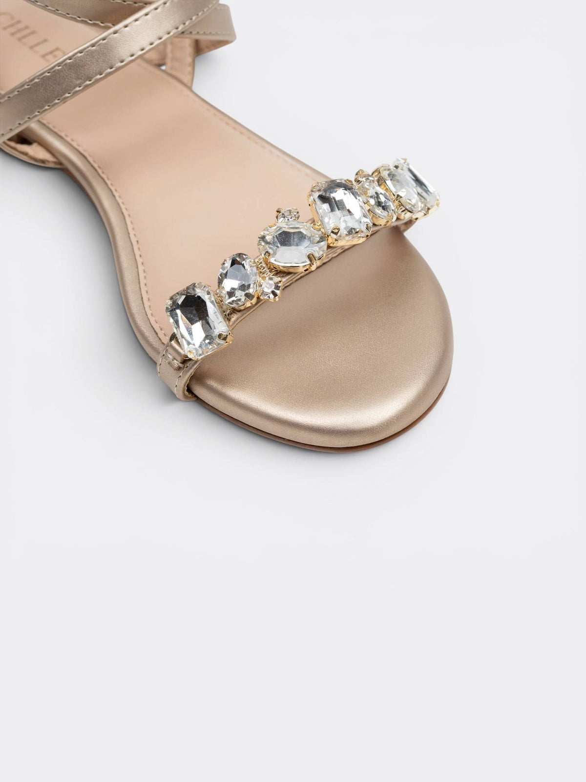 Metallic Embellished Ankle Strap Flats | F61 - view 4