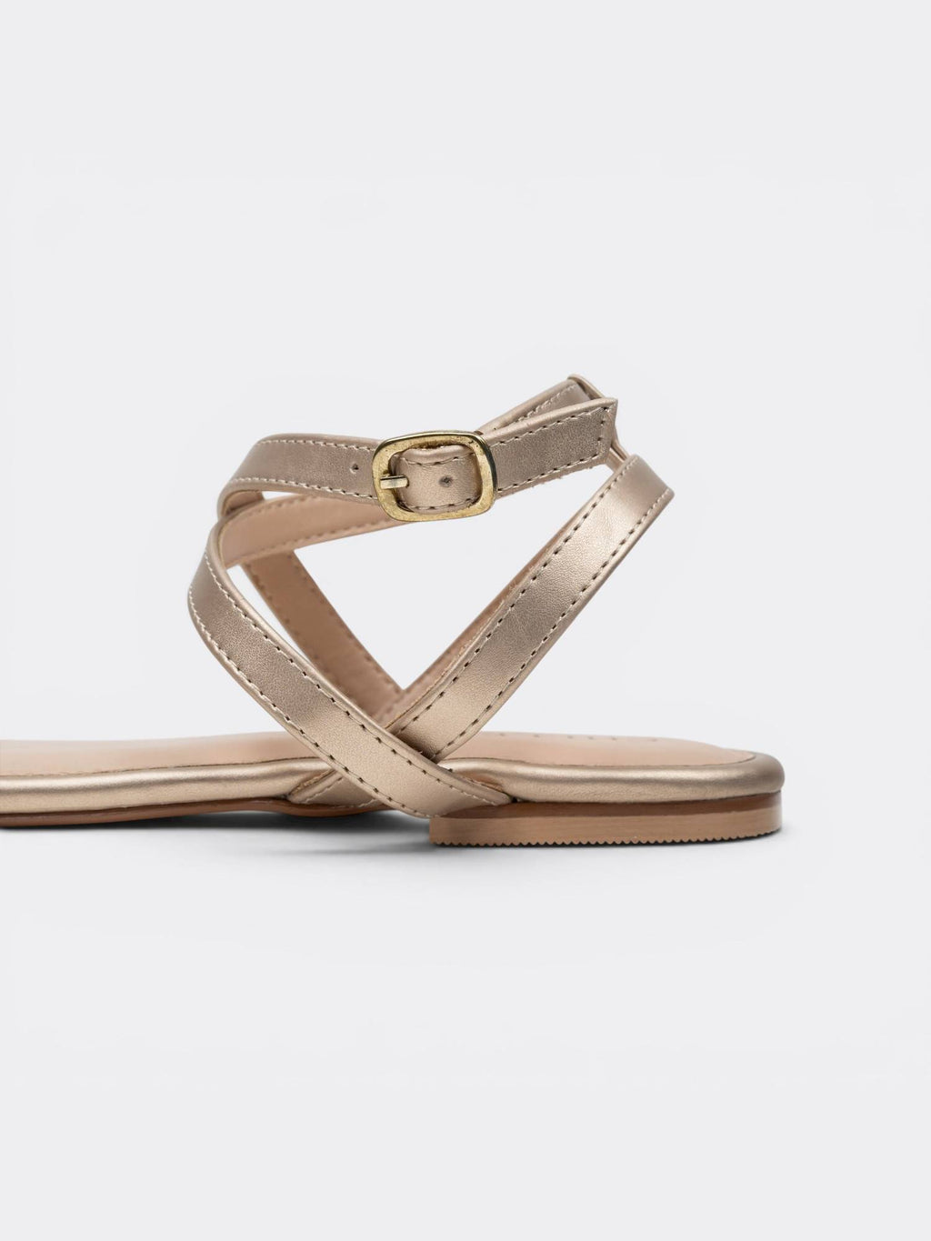 Metallic Embellished Ankle Strap Flats | F61 - view 5