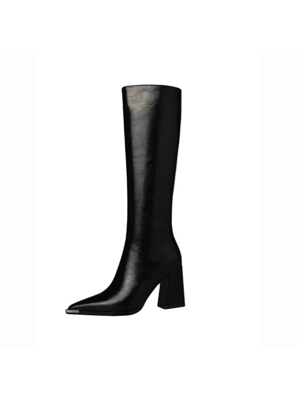 James Knee High Pointed Leather Casual Boots In Black | BT61 - view 5
