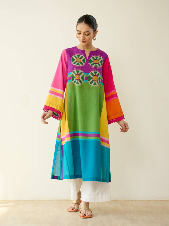 Multi-Color Colorblock Regular Kurta | FY93 - view 1