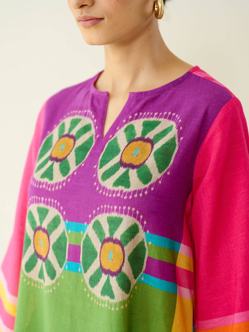 Multi-Color Colorblock Regular Kurta | KDG - view 3