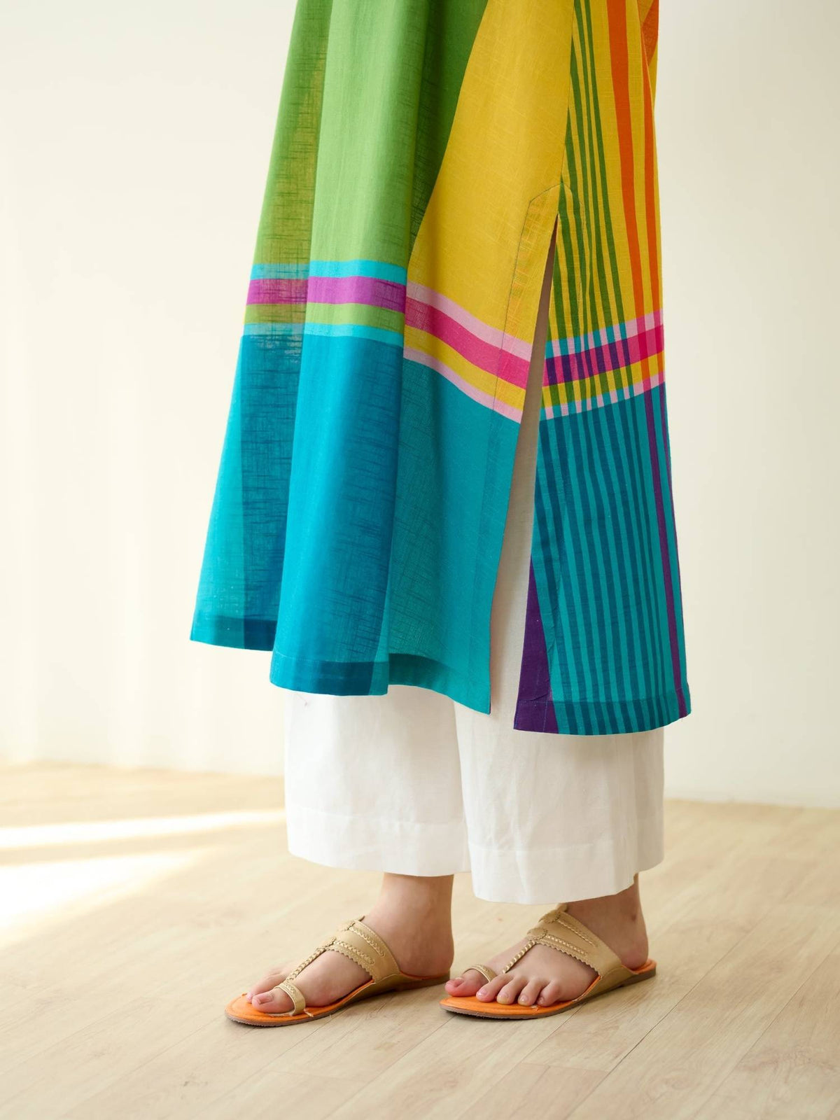 Multi-Color Colorblock Regular Kurta | U3S - view 5