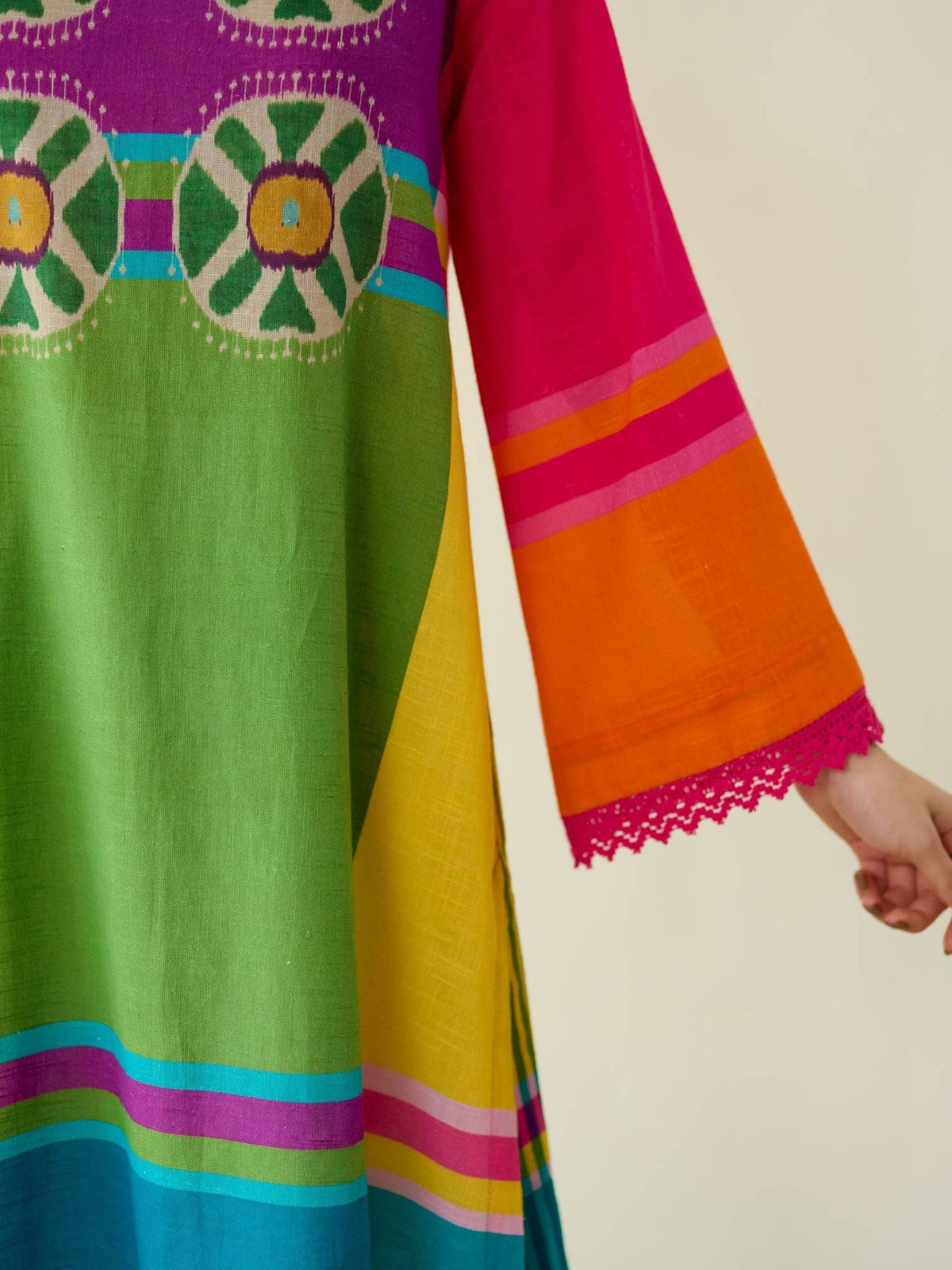 Multi-Color Colorblock Regular Kurta | FY93 - view 6
