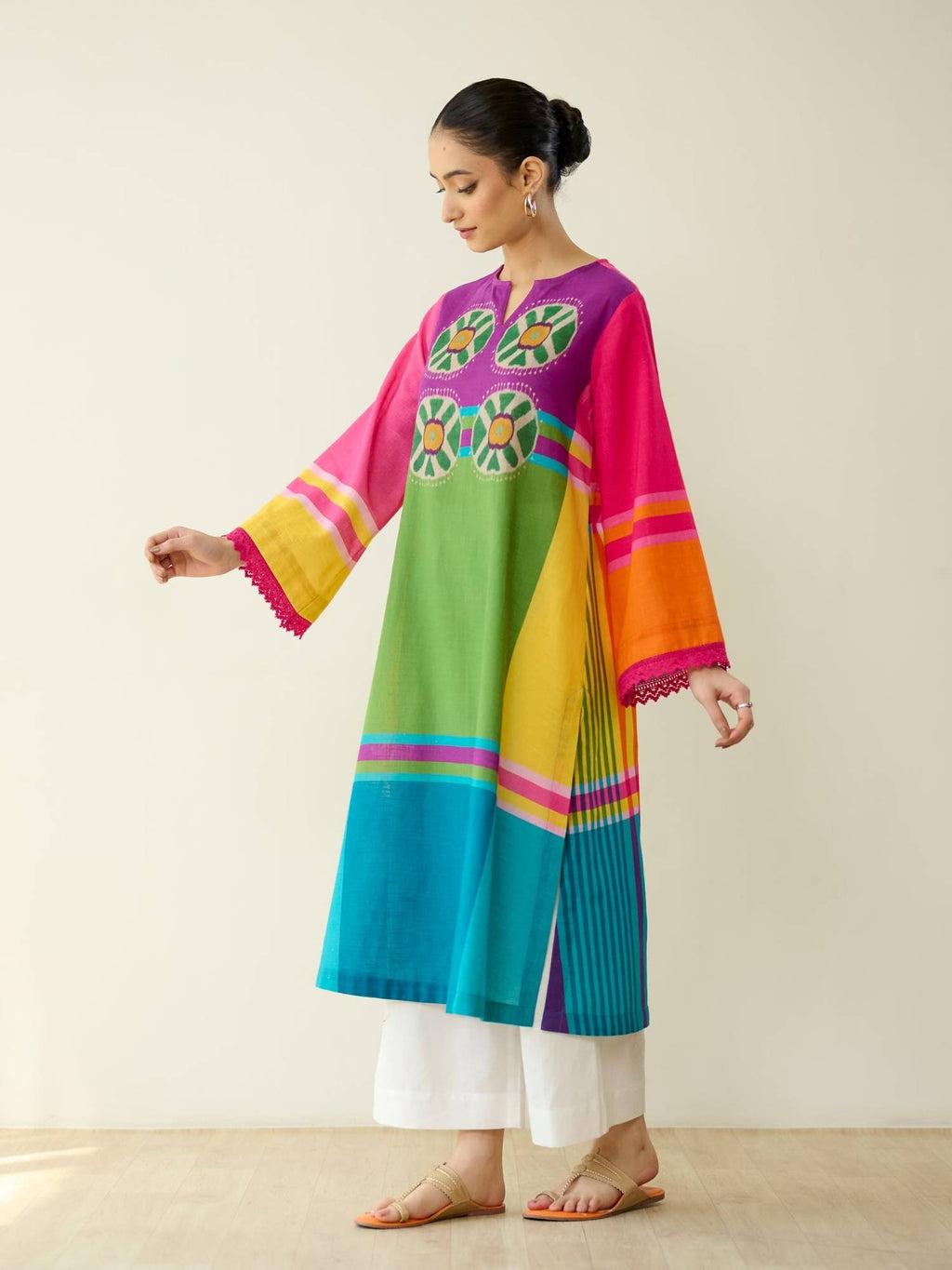 Multi-Color Colorblock Regular Kurta | FY93 - view 7