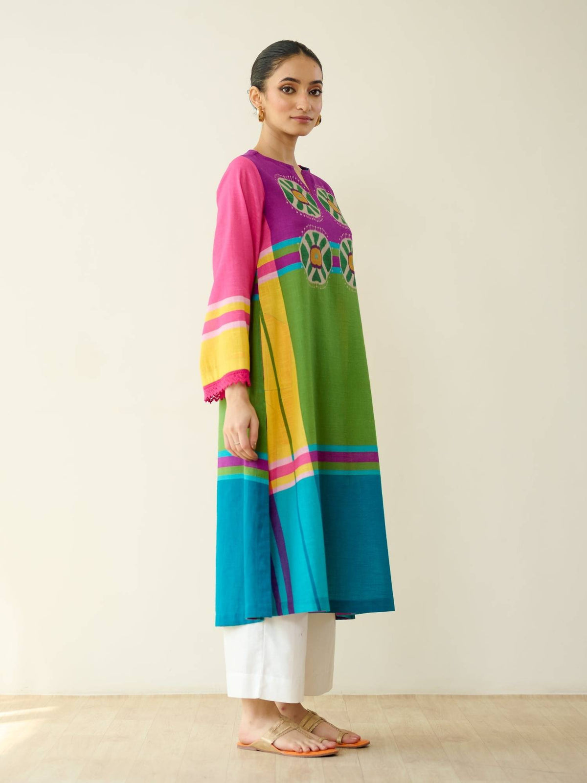 Multi-Color Colorblock Regular Kurta | U3S - view 8