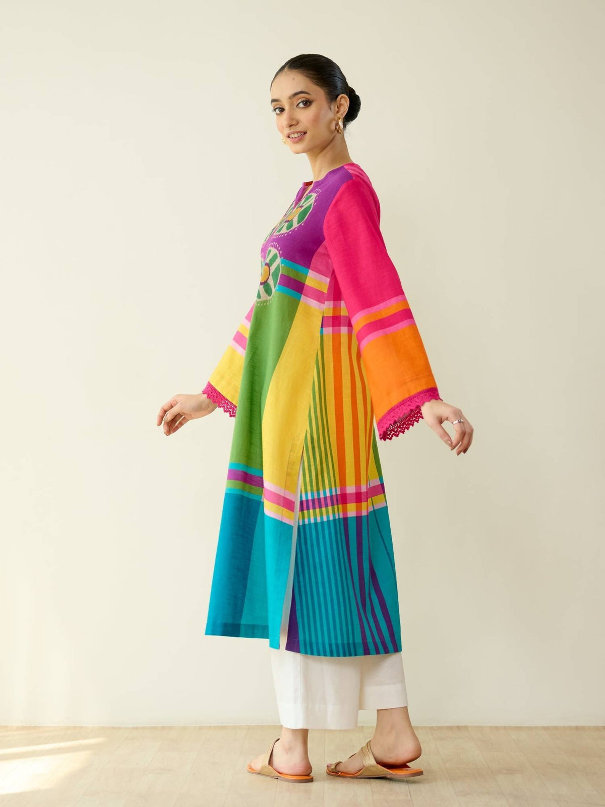 Multi-Color Colorblock Regular Kurta | FY93 - view 10
