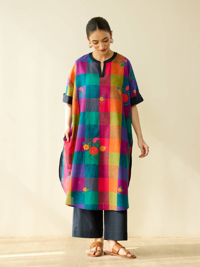 Multi-Color Floral Regular Kurta | FY93 - view 1