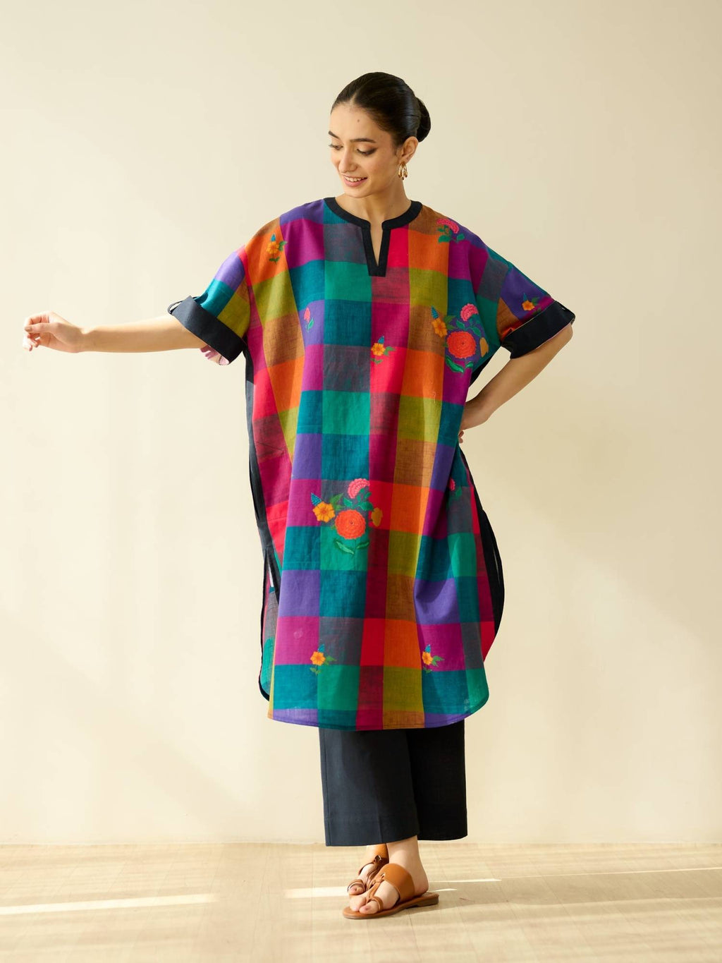Multi-Color Floral Regular Kurta | FY93 - view 4