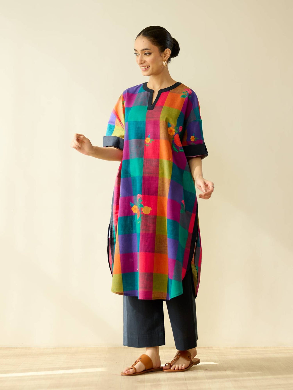 Multi-Color Floral Regular Kurta | FY93 - view 8