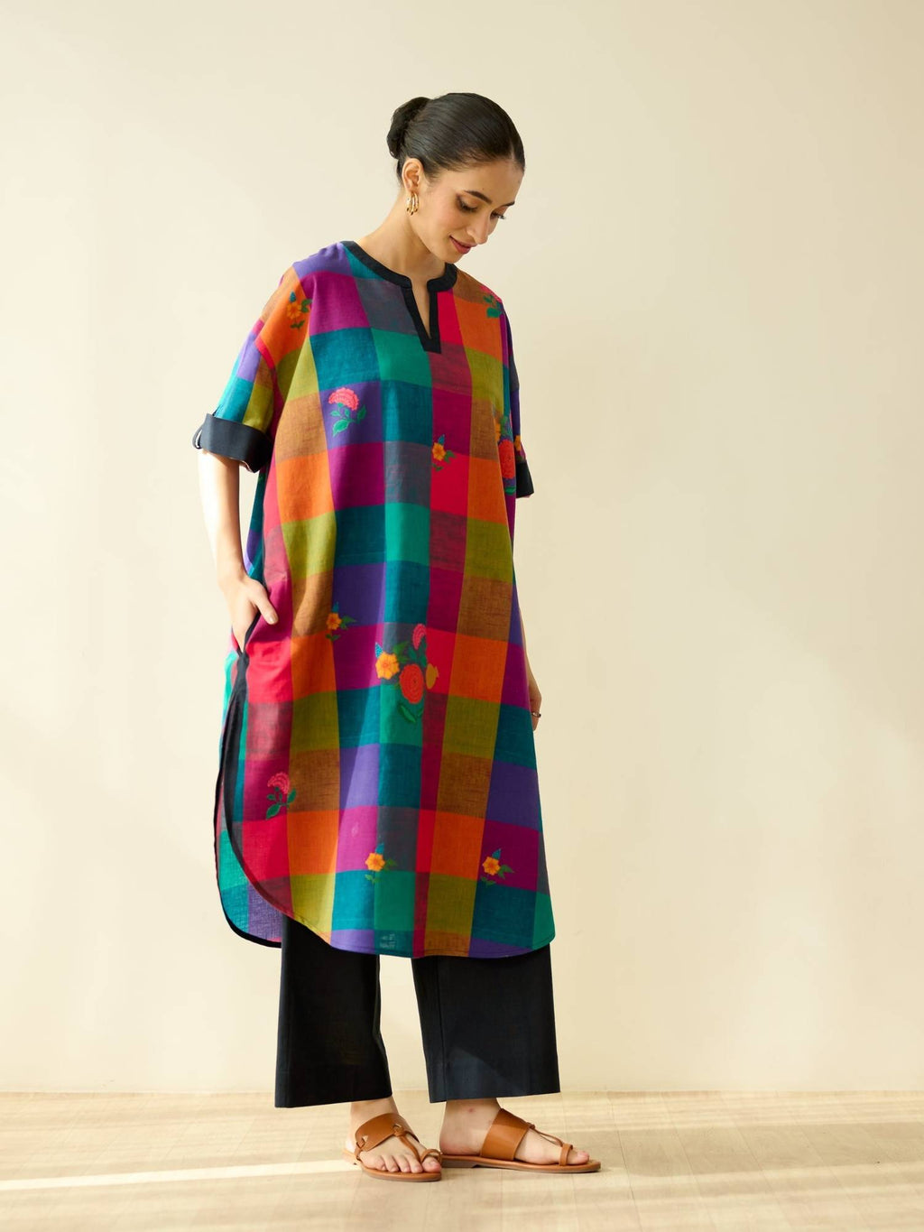 Multi-Color Floral Regular Kurta | FY93 - view 9