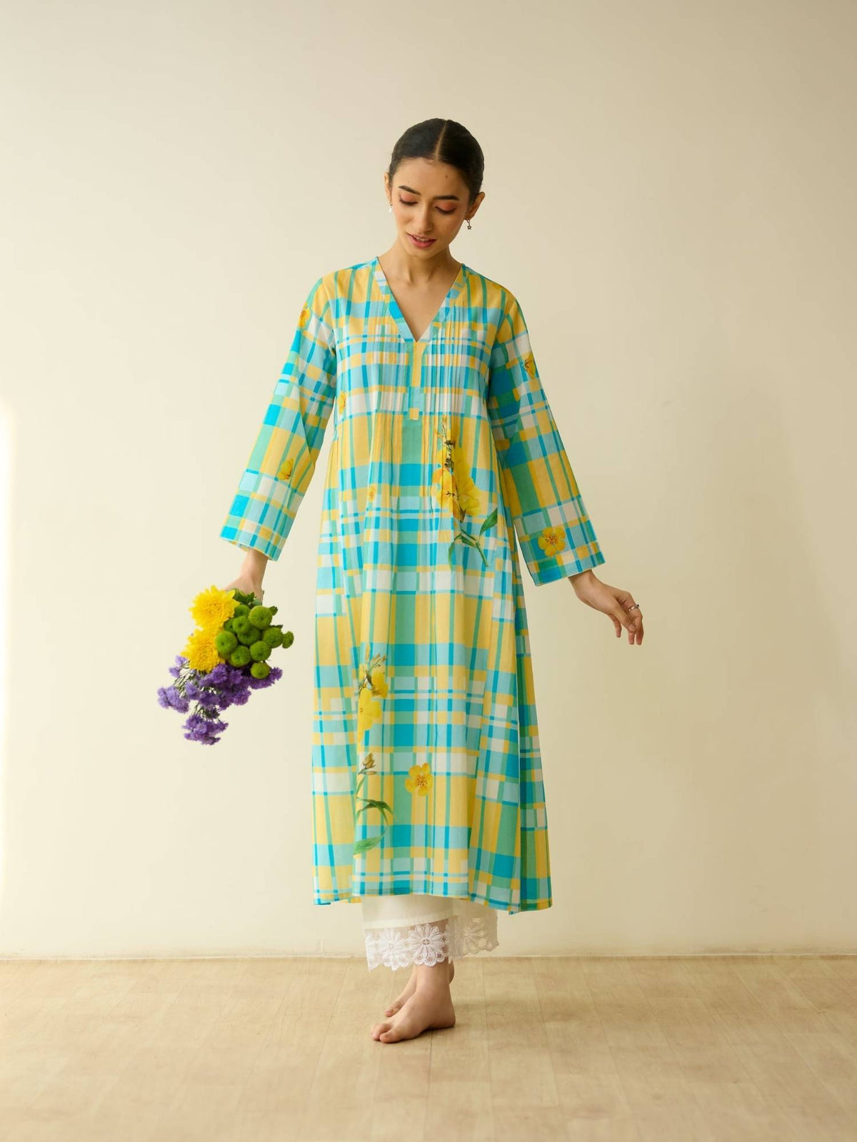 Multi-Color Floral Regular Kurta | U3S - view 1
