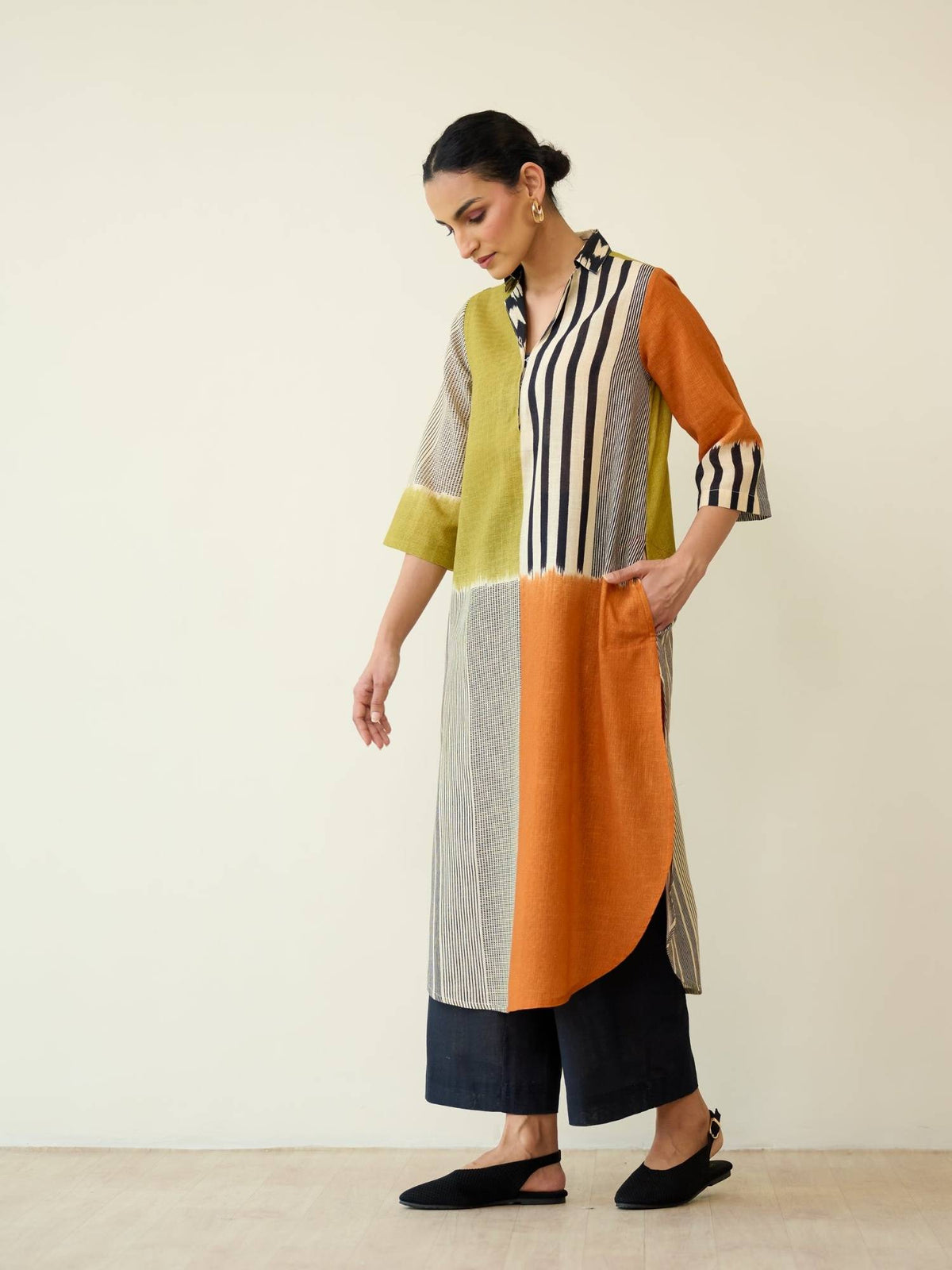 Multi-Color Colorblock Regular Kurta | U3S - view 5