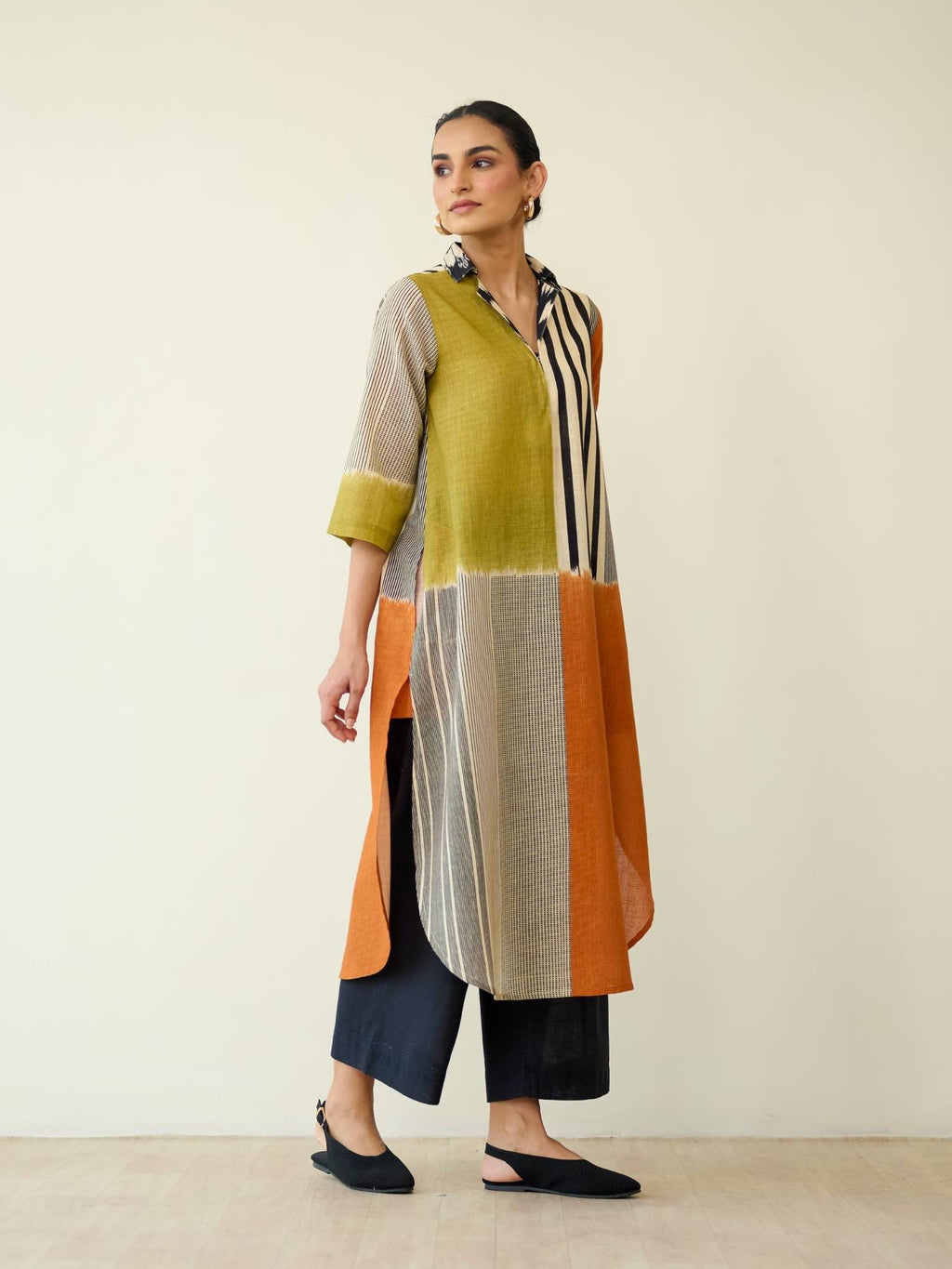 Multi-Color Colorblock Regular Kurta | U3S - view 6