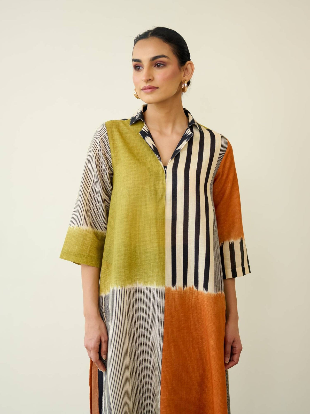 Multi-Color Colorblock Regular Kurta | U3S - view 7