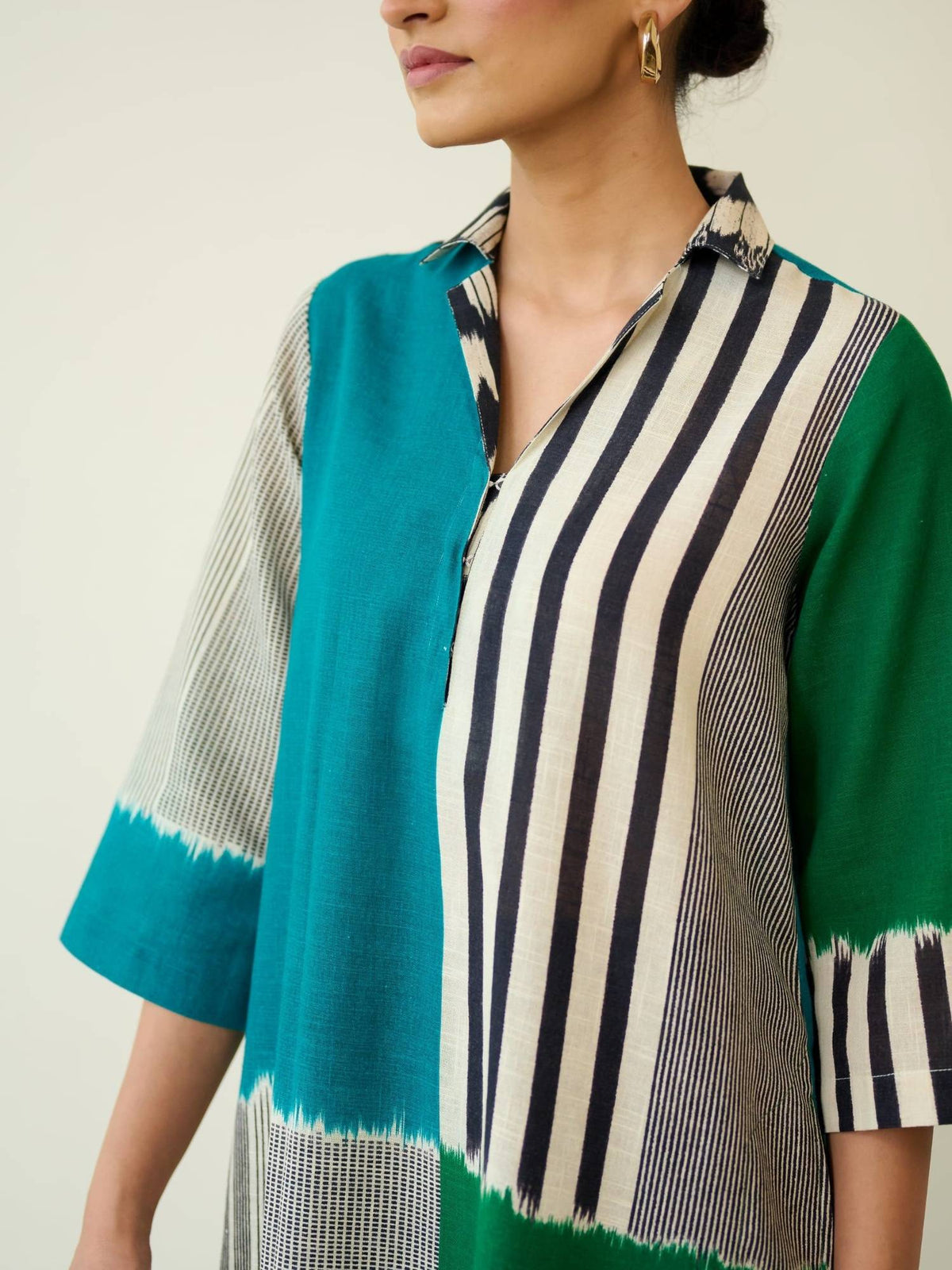 Multi-Color Colorblock Regular Kurta | KDG - view 3