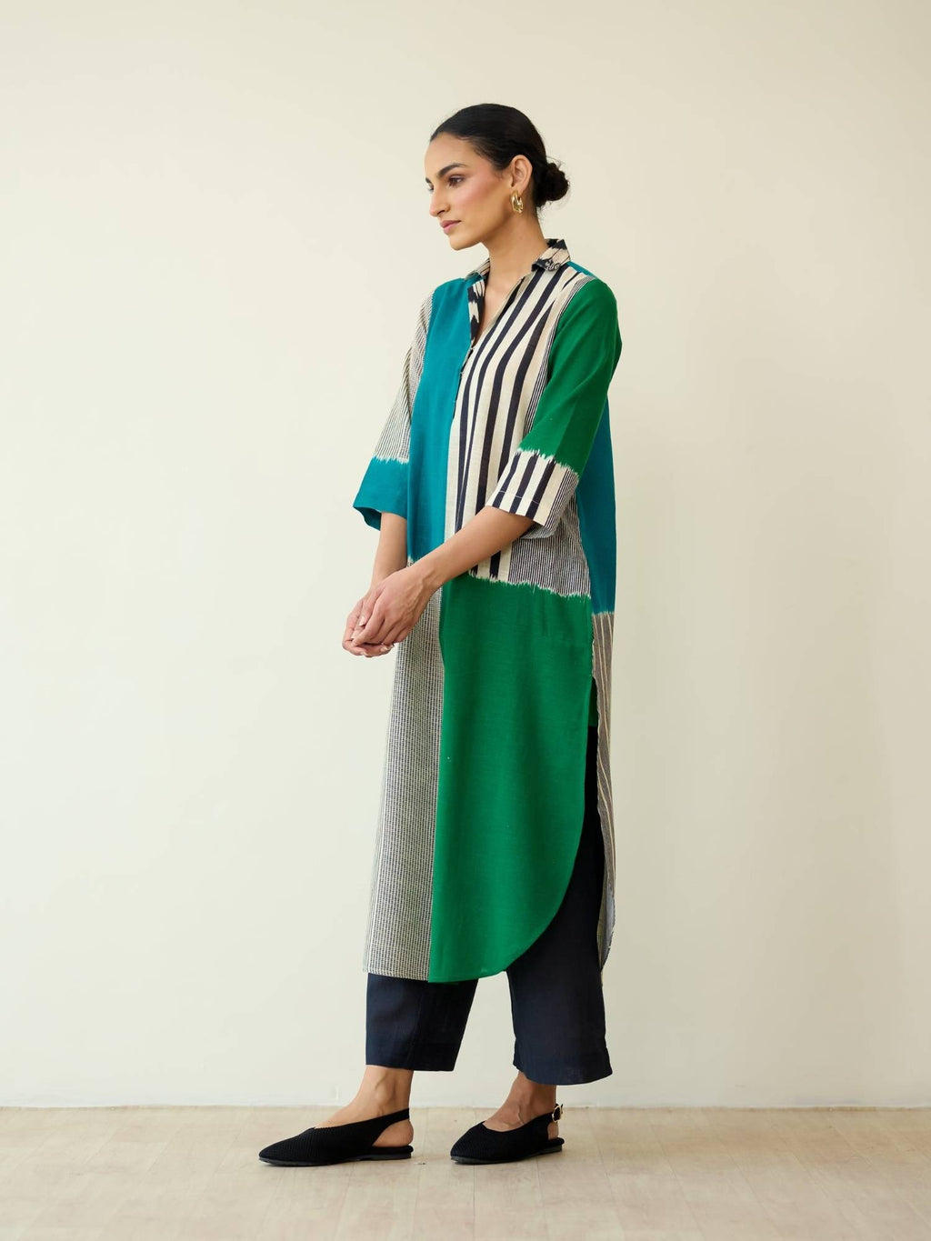 Multi-Color Colorblock Regular Kurta | FY93 - view 4