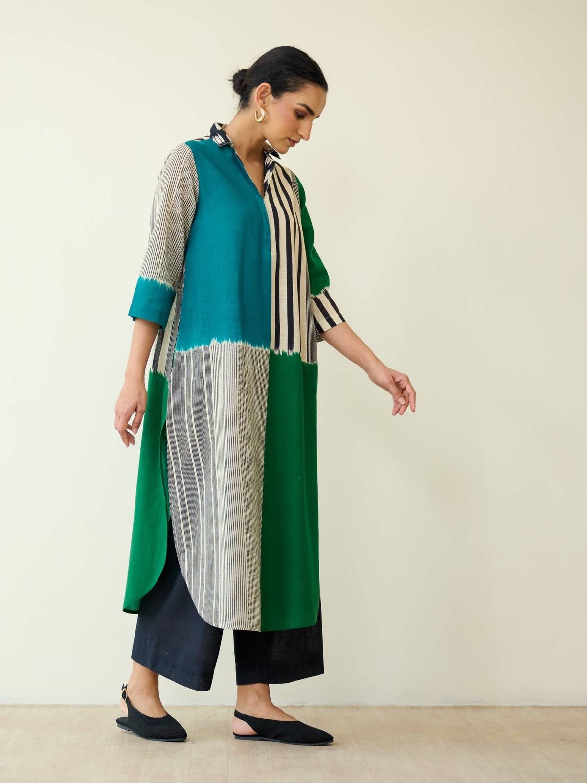 Multi-Color Colorblock Regular Kurta | FY93 - view 5