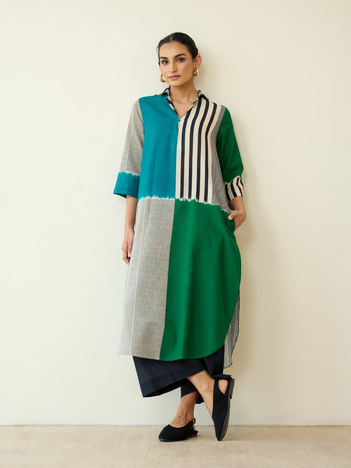Multi-Color Colorblock Regular Kurta | KDG - view 6