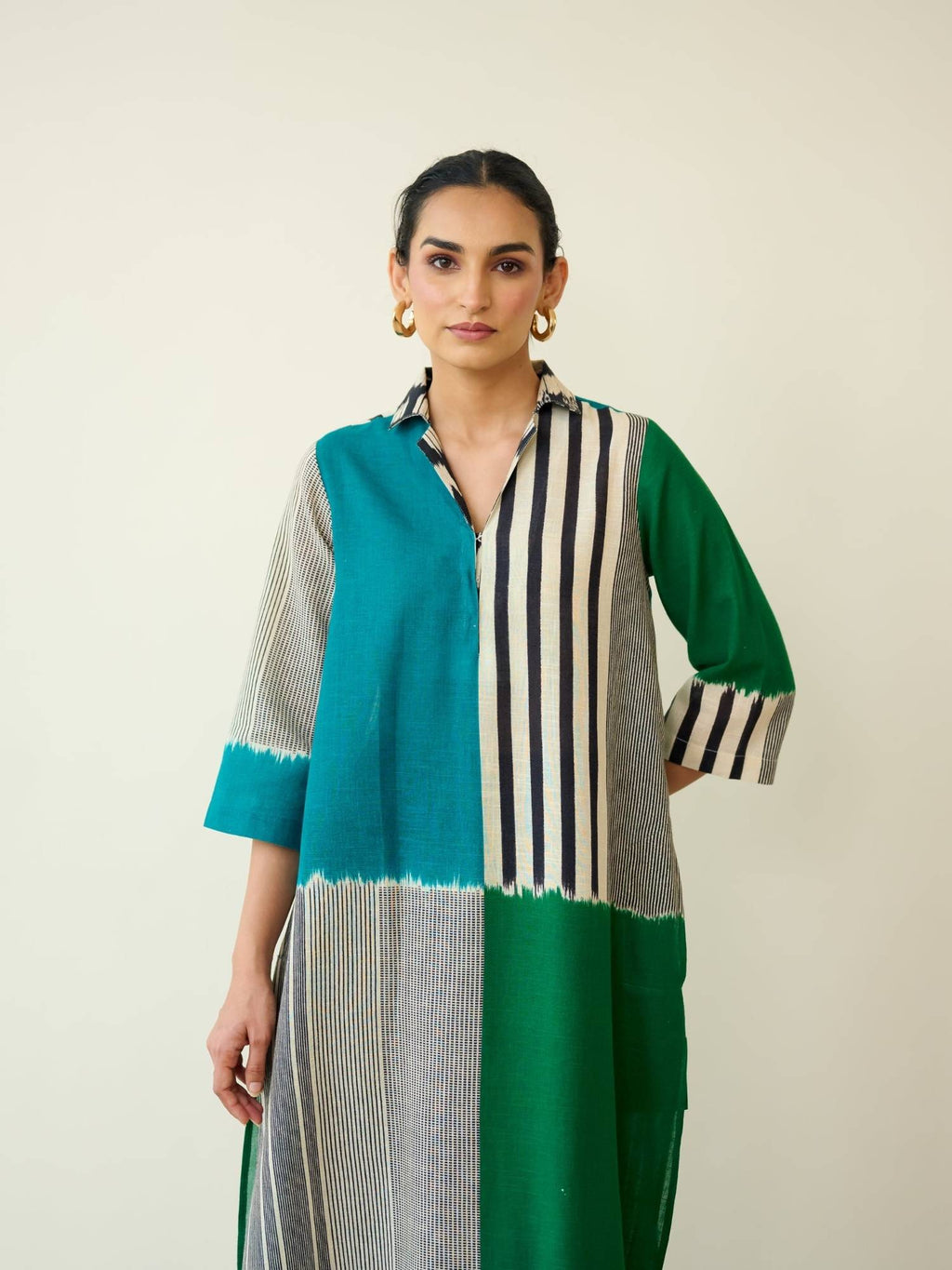 Multi-Color Colorblock Regular Kurta | KDG - view 7