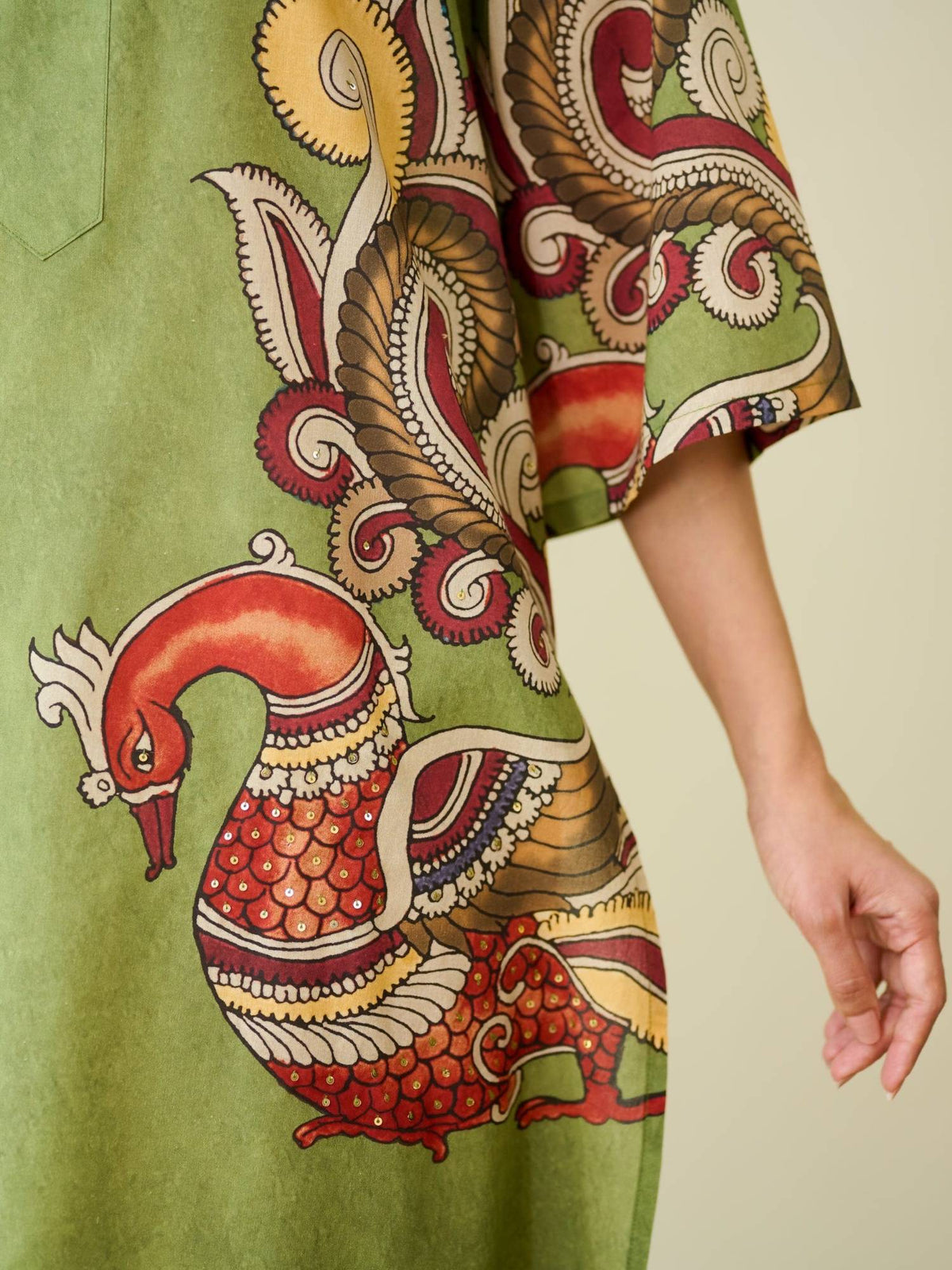 Green Embellished/Sequined Regular Kurta | U3S - view 2