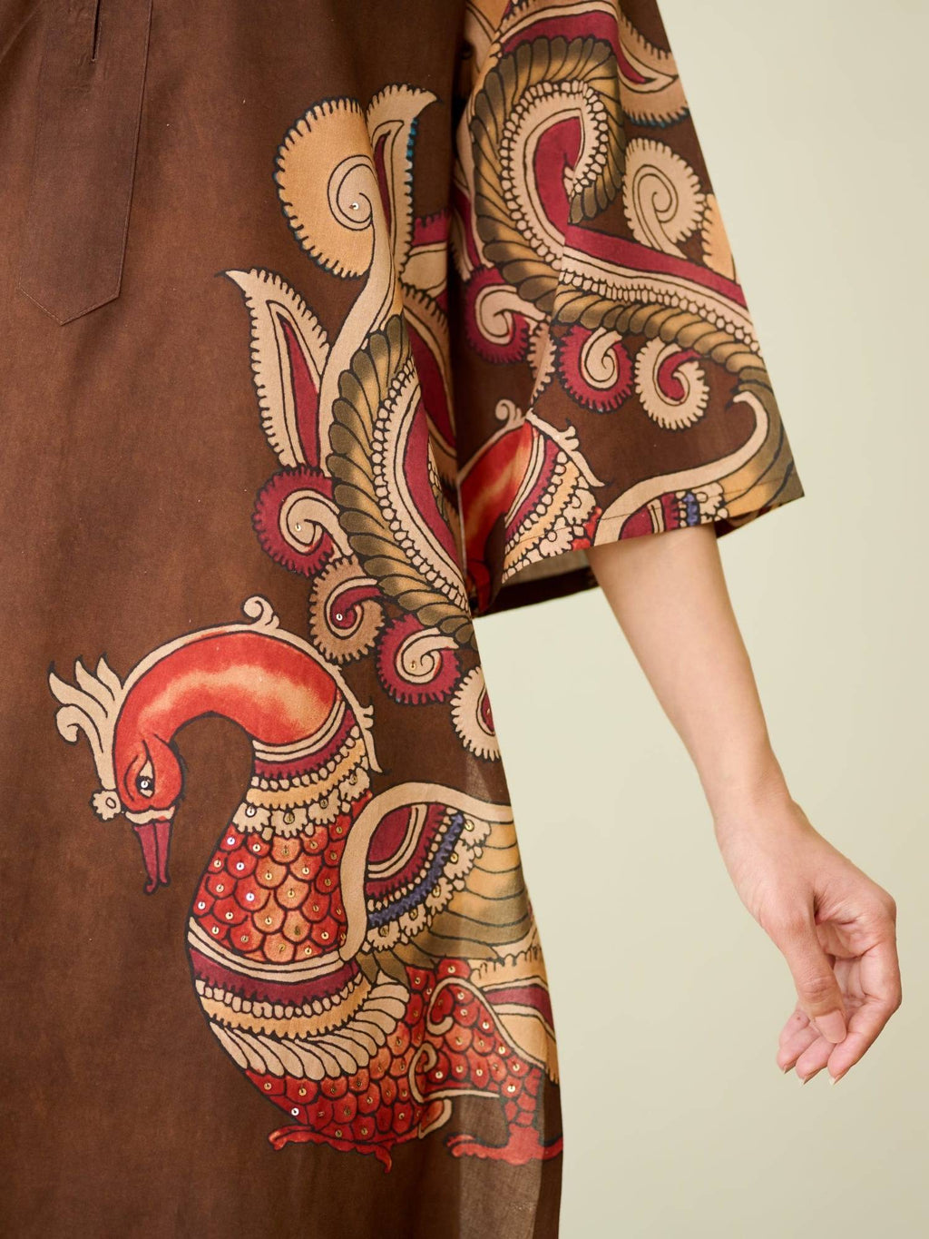 Green Embellished/Sequined Regular Kurta | KDG - view 9
