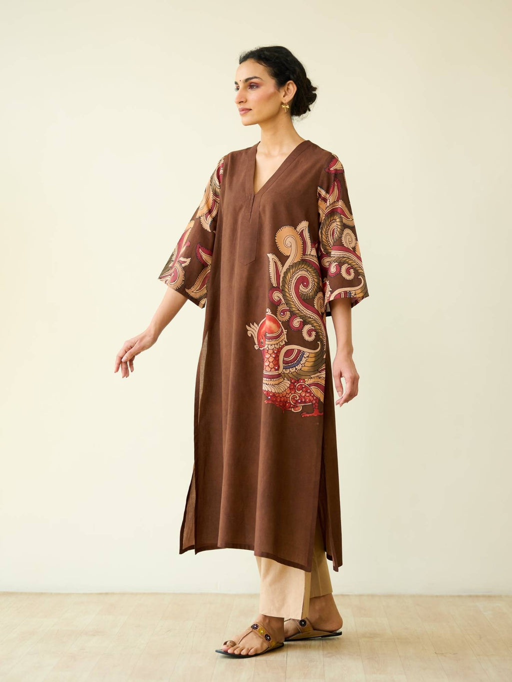 Green Embellished/Sequined Regular Kurta | KDG - view 13