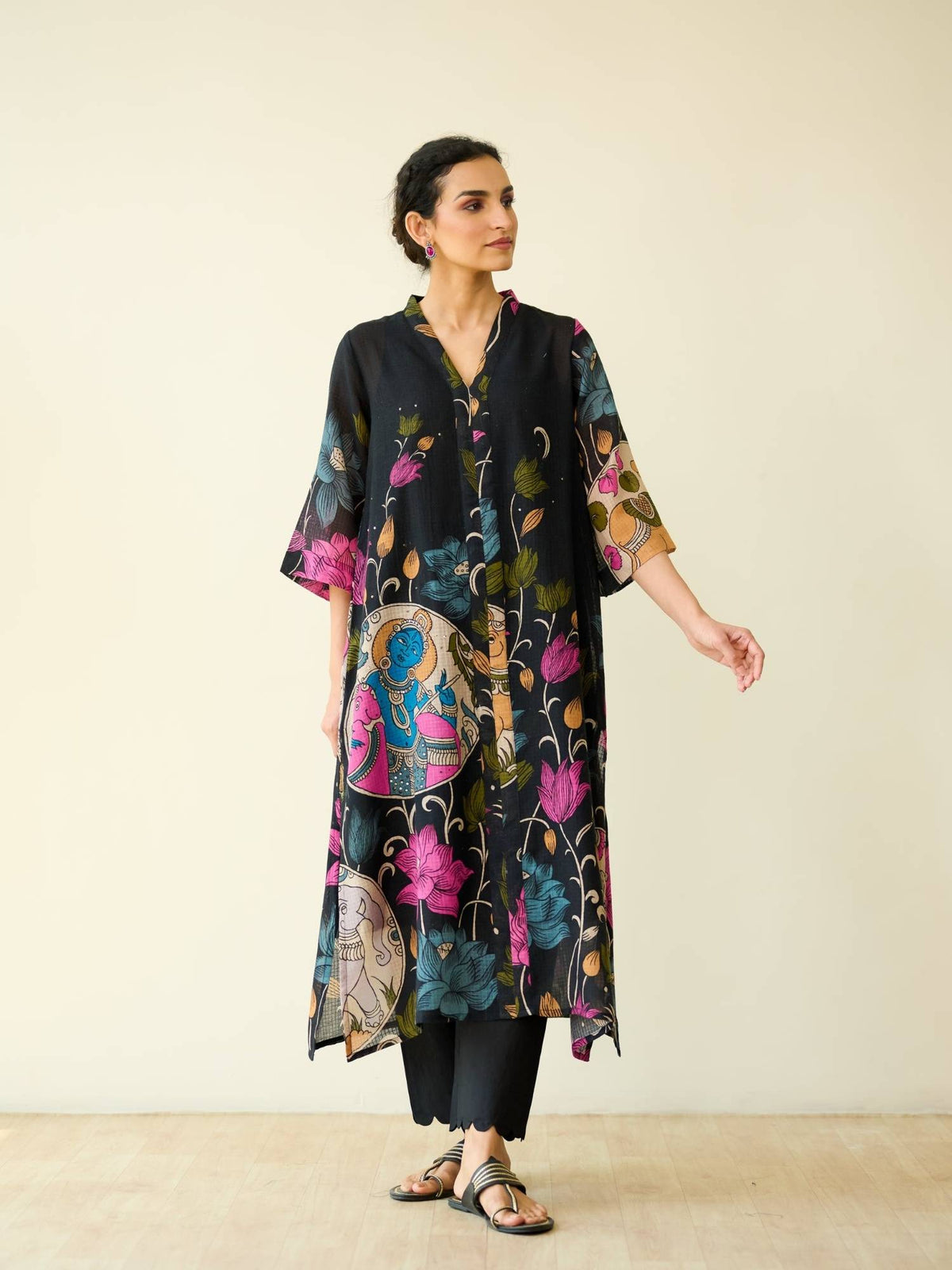 Black Embellished/Sequined Regular Kurta | KDG - view 1