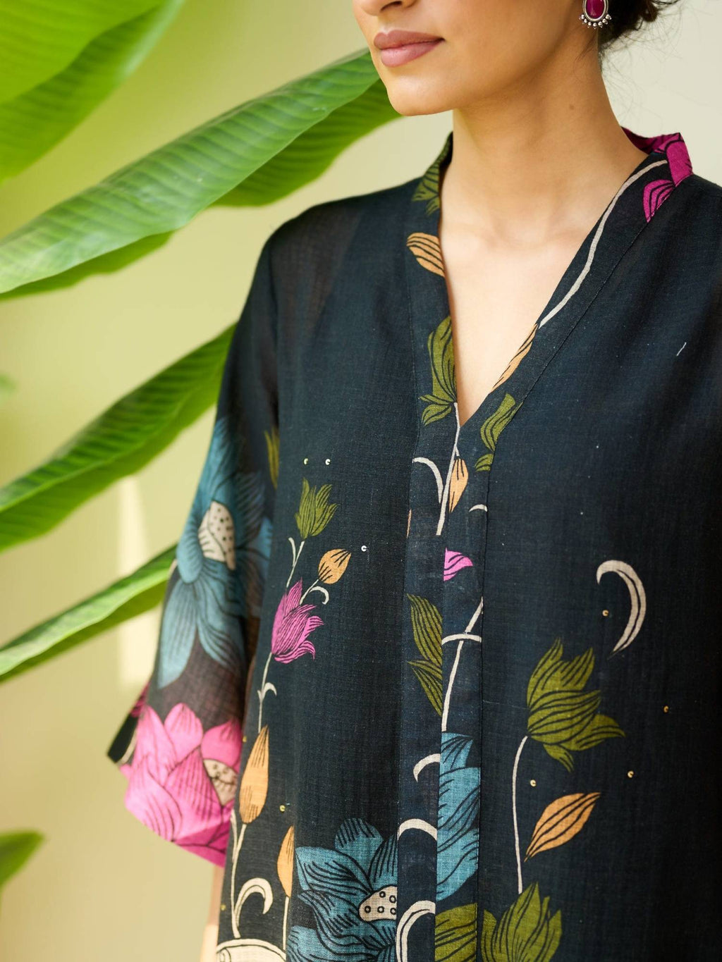 Black Embellished/Sequined Regular Kurta | U3S - view 2