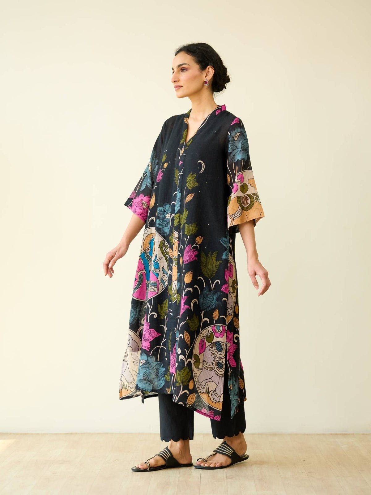 Black Embellished/Sequined Regular Kurta | U3S - view 5